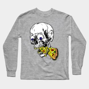 skeleton eating pizza Long Sleeve T-Shirt